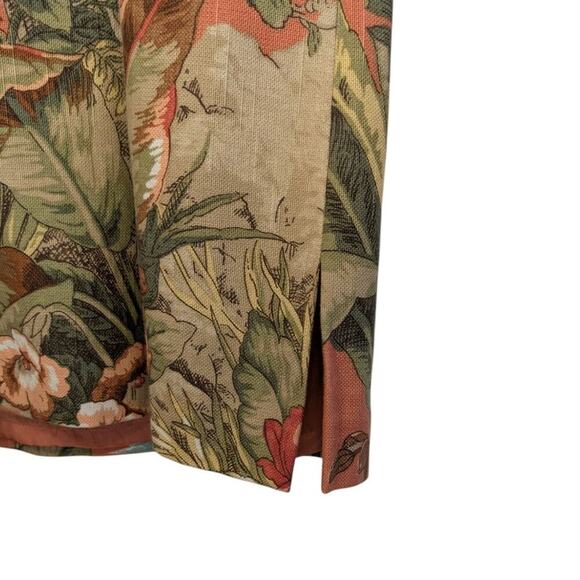 Talbots 12P Orange Tropical Palm Print Hawaaiin Sheath Dress V Neck Seed Beading - Picture 7 of 13